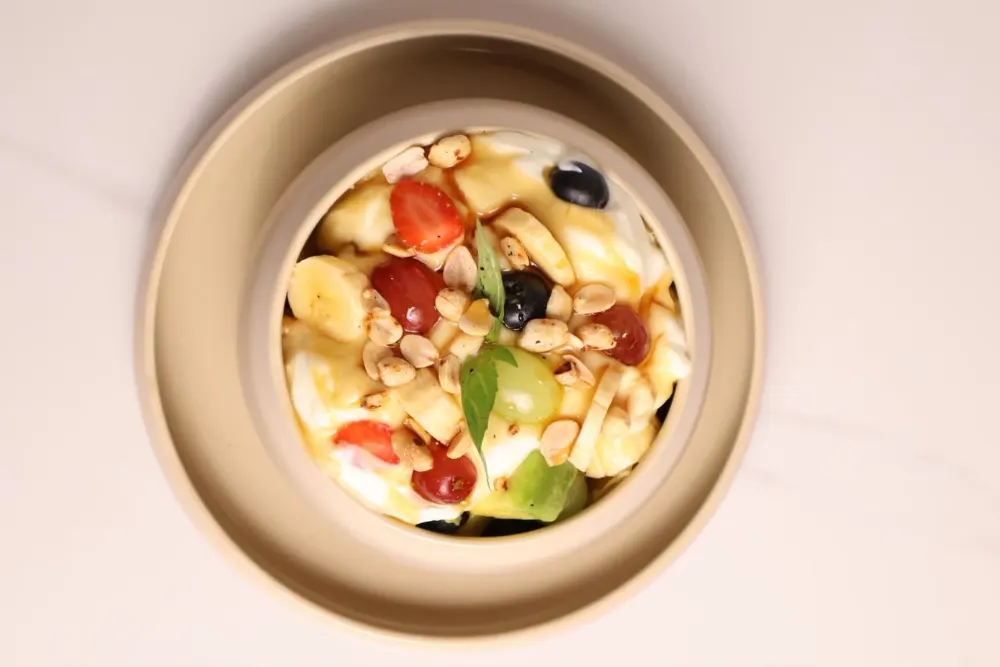 Fruit Salad with Honey, Yoghurt & Nuts